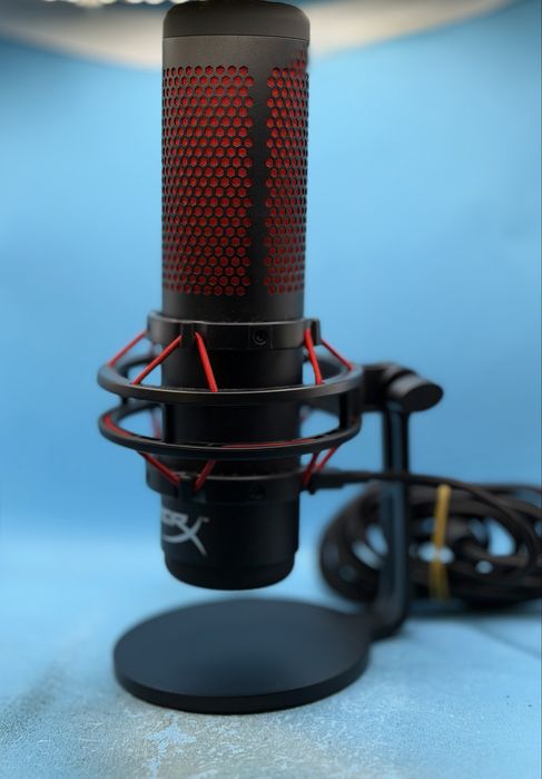 Микрофон HyperX QuadCast, USB, стерео/всепосочно/кардиоидно/двупосочно, сензор Tap-to-mute