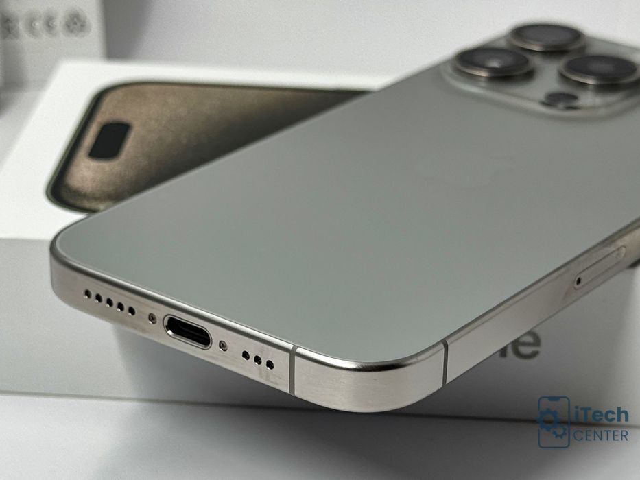 iPhone 15 Pro, 128GB, Natural Titanium, 100% батерия, ОТЛИЧЕН, 2г. ГАРАНЦИЯ!
