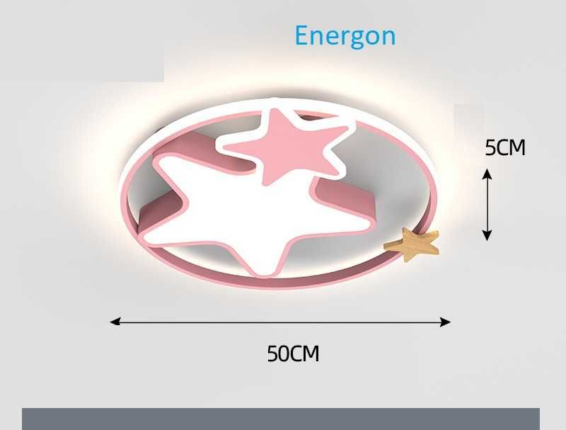 Луксозна LED лампа за ДЕТСКА СТАЯ висок клас плафон ЗВЕЗДА РОЗОВА
