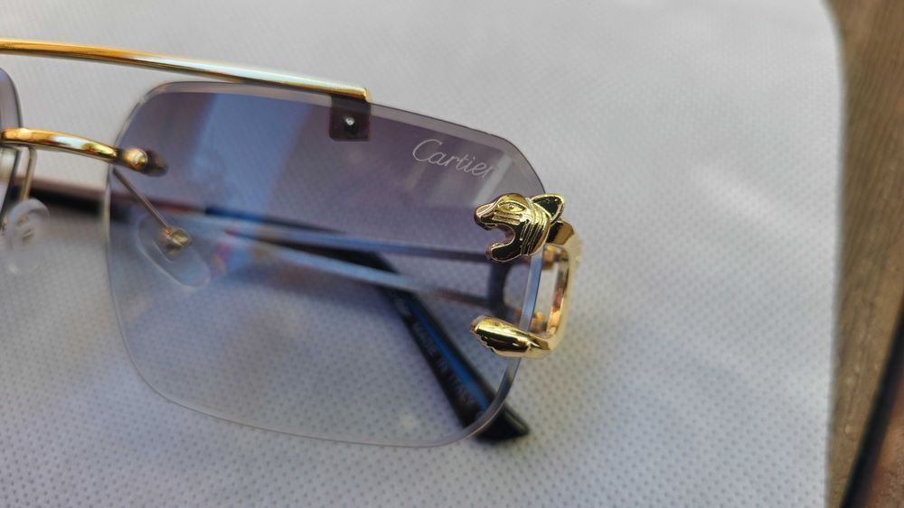 Ochelari de soare Cartier Rimless 8809 lentila albastra degrade