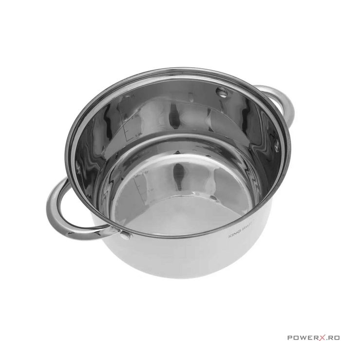 Set de 4 oale din inox cu capac sticla, dimensiuni 16cm, 18cm, 20cm,