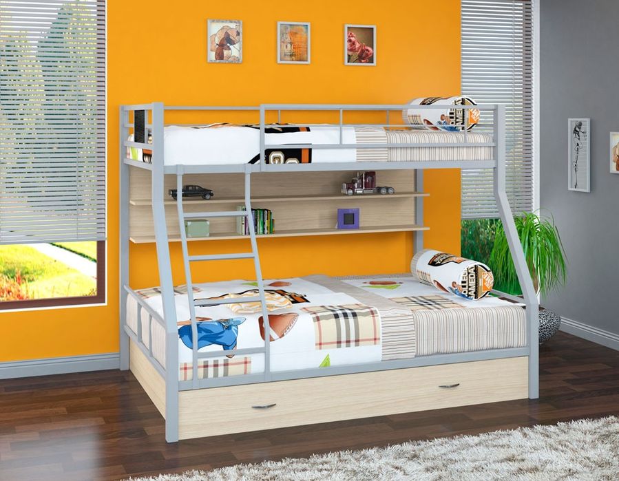 Двухъярусная кровать, Металлическая Евро стиле, Лофт Темир Кровать,