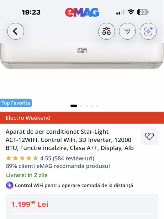 Vand aparat aer condiționat Star Light 12000 btu sigilat