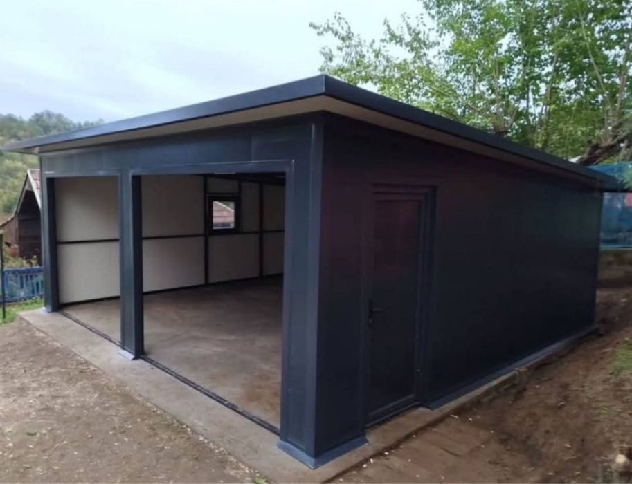 Vand case pe piloni de beton garaje auto structuri metalice hale