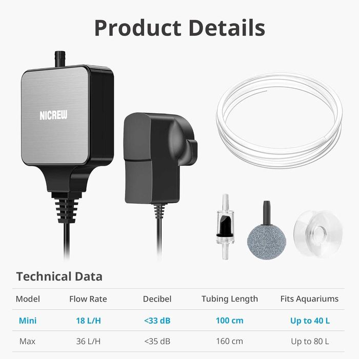 Ултра тиха аераторна помпа с единичен изход