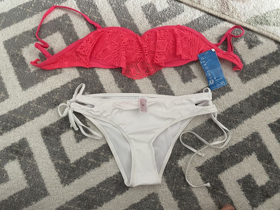 Costum baie XS,S,M,sutien push-up,alb,corai,roz,portocaliu,albastru