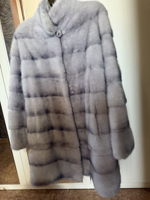 Шуба голубая норка