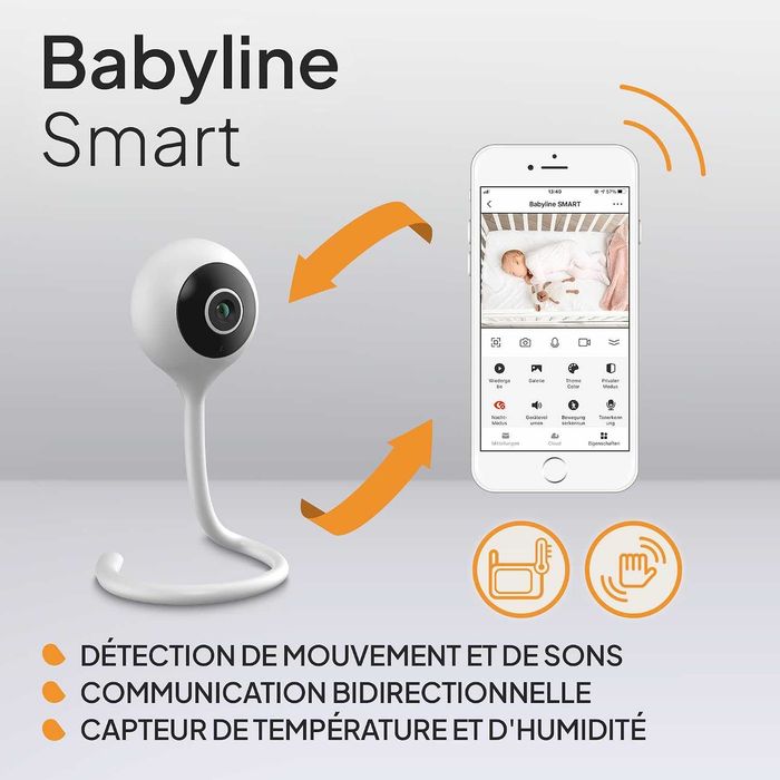 LIONELO Babyline Smart – Wi-Fi бебефон с камера, мобилно приложение, детекция на движение и звук, нощно виждане и двупосочно аудио
