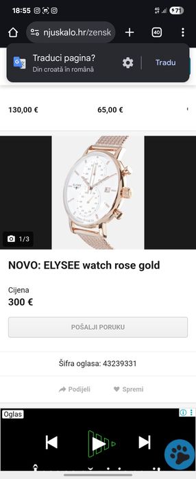 Ceas de mana barbatesc elysee culoare rose gold