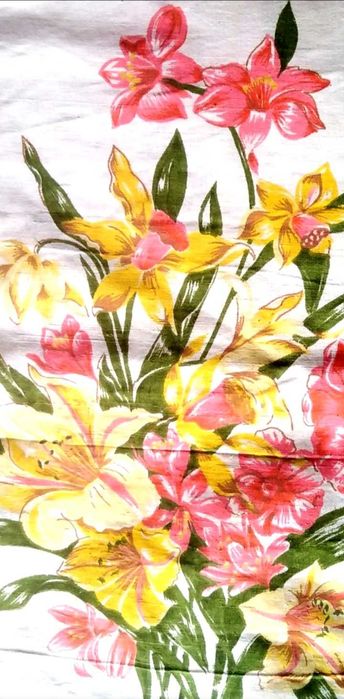 Ștergar / Fata de masa țesut manual din in și canepa, cu model floral prin tesatura, f frumos lucrat