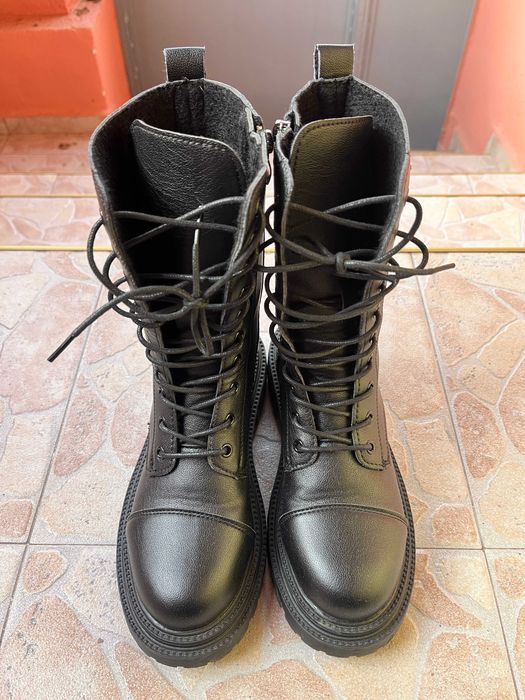 Дамски ботуши до средата на прасеца Дебел Ток Страничен Цип 37 номер