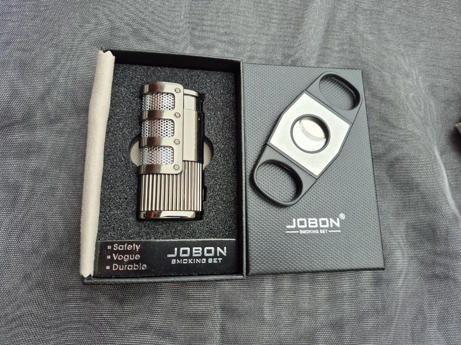 Луксозна запалка за пури JOBON с подарък резачка,три цвята
