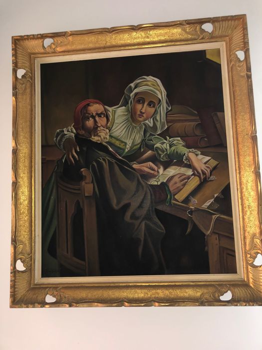 Pictura in ulei, reproducere după Lectura interzisă de Karel Ooms.