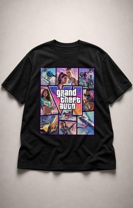 Premium GTA 6 тениска - черна/бяла, XS-XL
