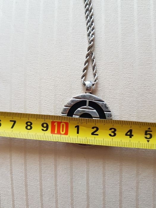 Lant argint 925 Peru,pandantiv peruvian pachamama,onix negru,deosebit