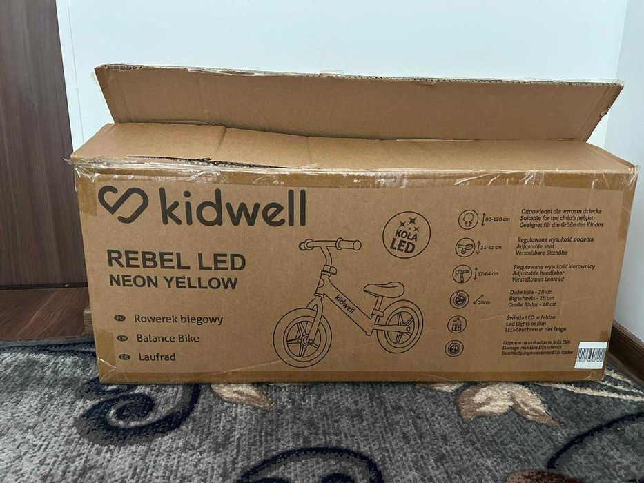 Bicicleta pentru copii - Kidwell - Rebel Led - Bicicleta fara pedale  - Galben