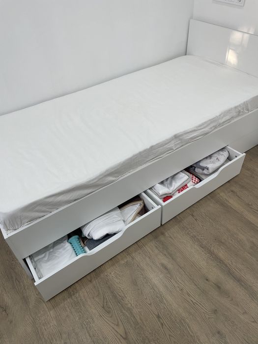 Кровать 200*80 белая с 2 хранениями