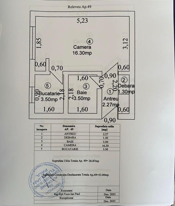 Garsonieră decomandata în Valea Aurie