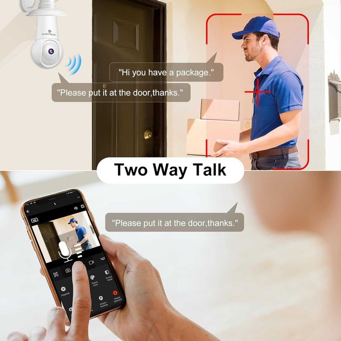 Cameră video securitate bec SYMYNELEC WiFi 5G 3K senzor miscare noapte
