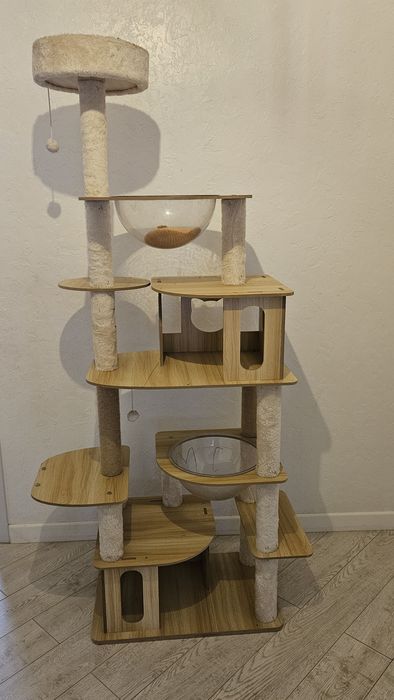 Многоуровневый замок для кота с прозрачными капсулами