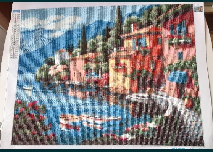 Изработени диамантени гоблени-Ваза с рози,Заря , Планински пейзаж и кр