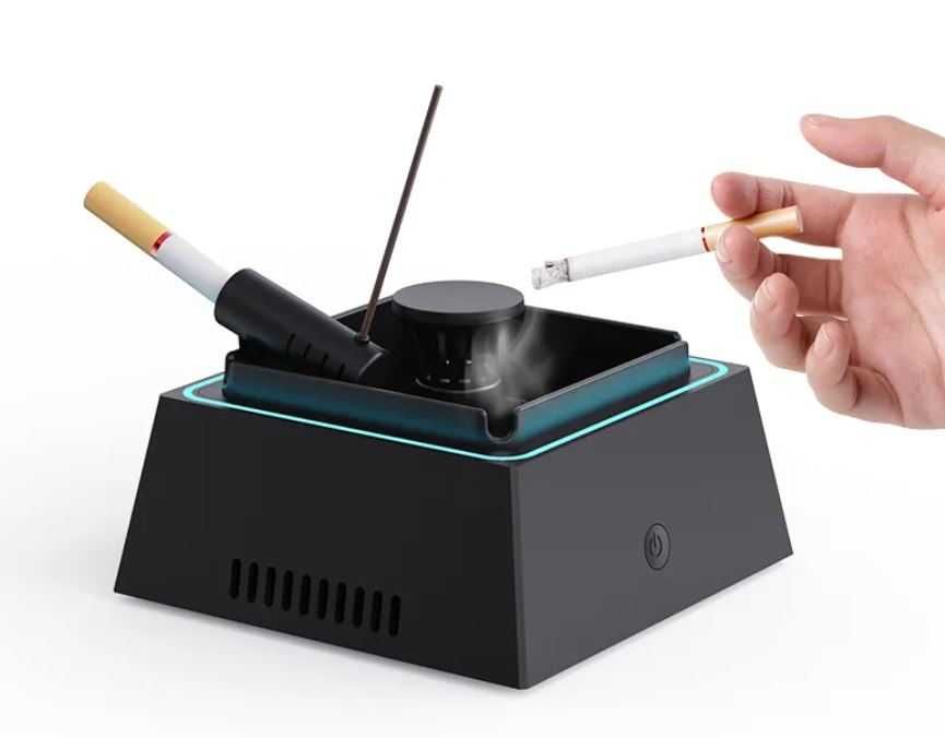 Scrumiera Electrica cu Aspiratie, Parfum, Sistem de Intarziere, Filtru