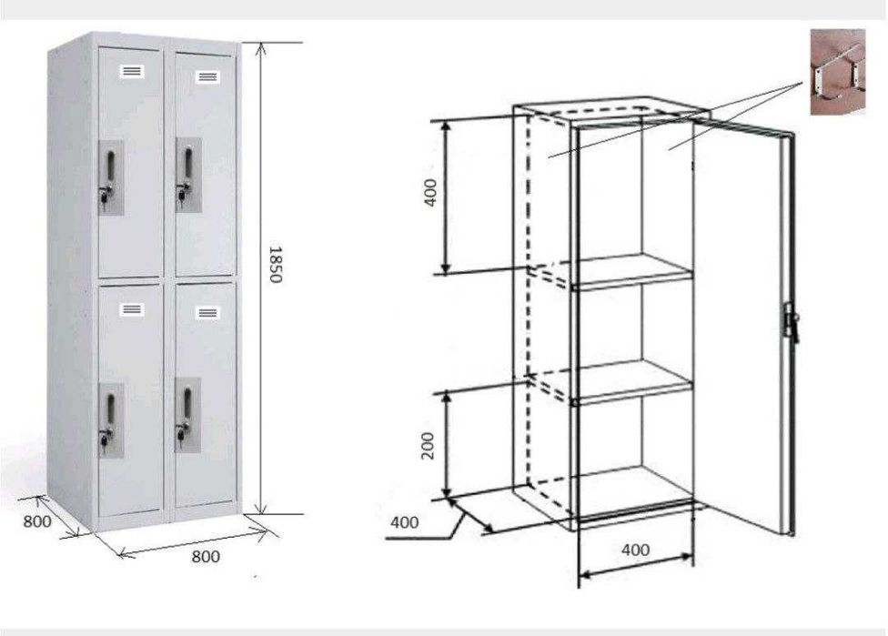шкаф железный металлический  для документов  и раздевалки  185x80x80см
