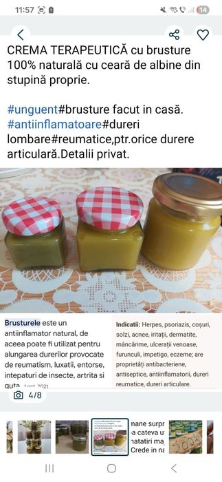 Cremă de brusture fără chimicale sau adaosuri