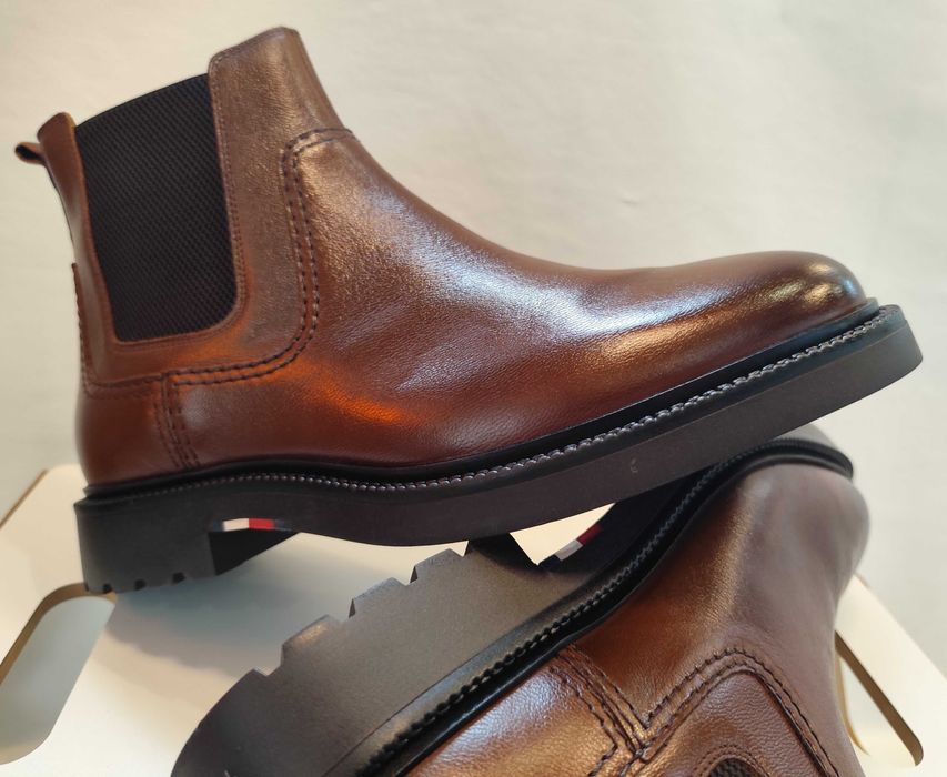 Ghete chelsea 43 premium Tommy Hilfiger NOI piele naturala moale cogna