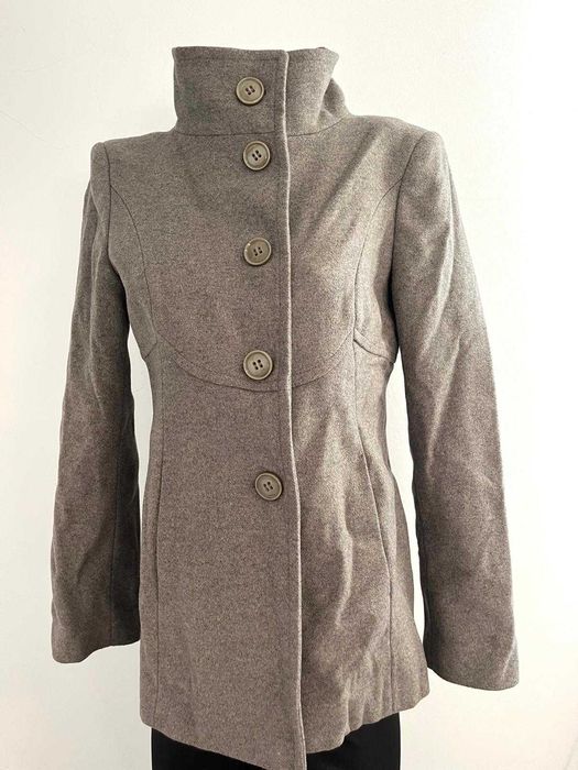 Palton gri Benetton, 80% lână, XS