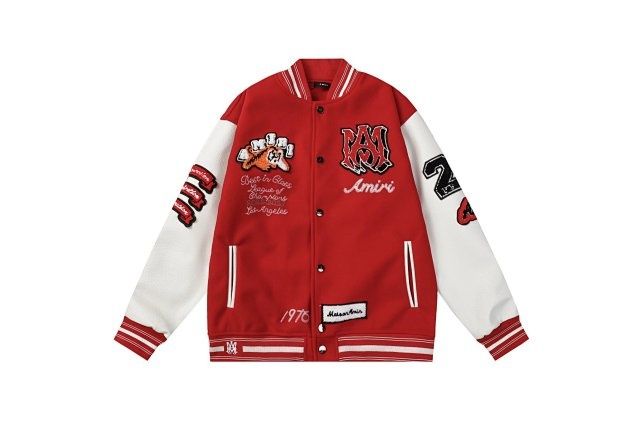 Jacheta amiri logo patch varsity jacket