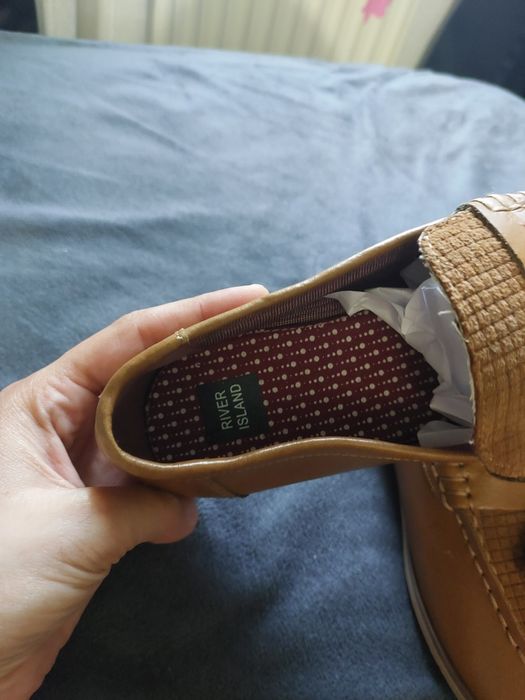 Mocasini din piele pentru băieți River Island - noi u etichetă