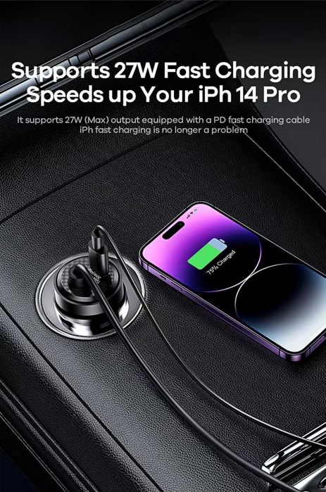 Remax RCC355 Car Fast Charger PD120W Quick Charger QC3.0 for iPhone 16