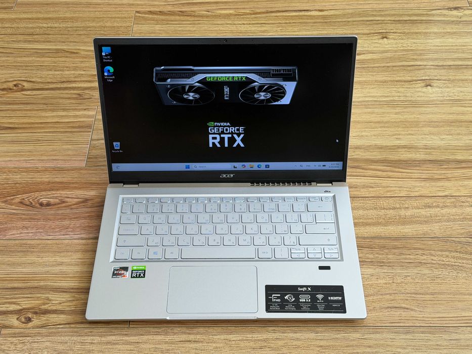 Acer Swift X 14`Ryzen 7 5800U/Nvidia RTX 3050/16GB LPDDR4X/512GB NVMe/Full HD IPS/Батерия 8ч