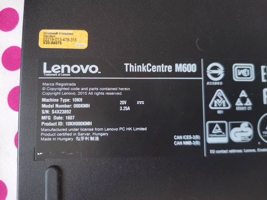 Mini PC Lenovo M600, Celeron N3000/4 GB/ 64 GB SSD M2.