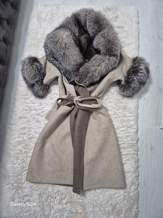 Vând palton alpaca elegant blana naturala