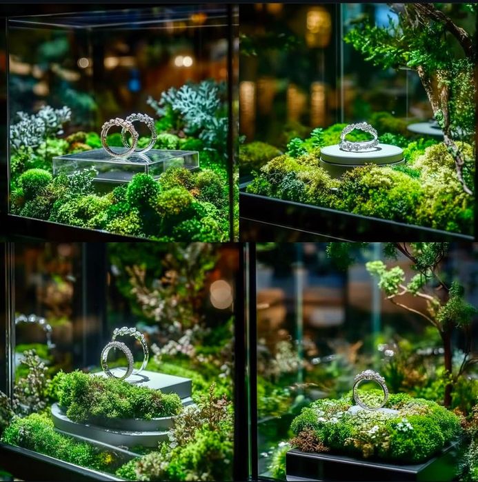 Оформление витрин магазинов, бутиков стабилизированными растениями