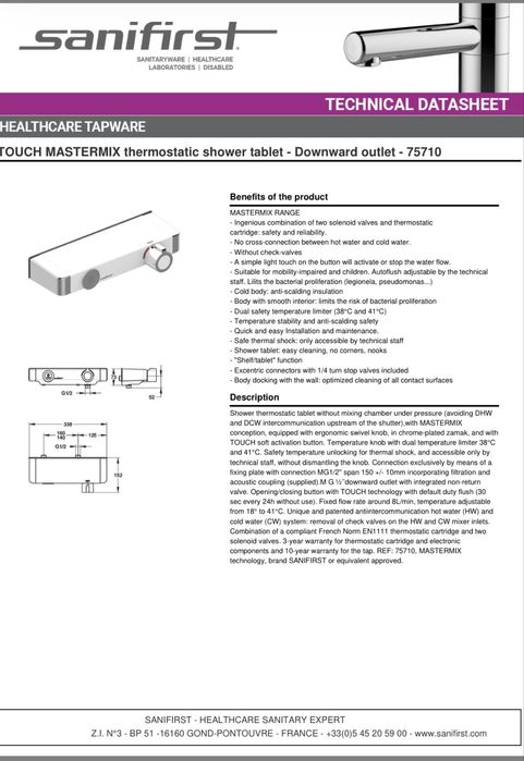 Baterie Cabina dus sau cada SaniFirst cu senzor.