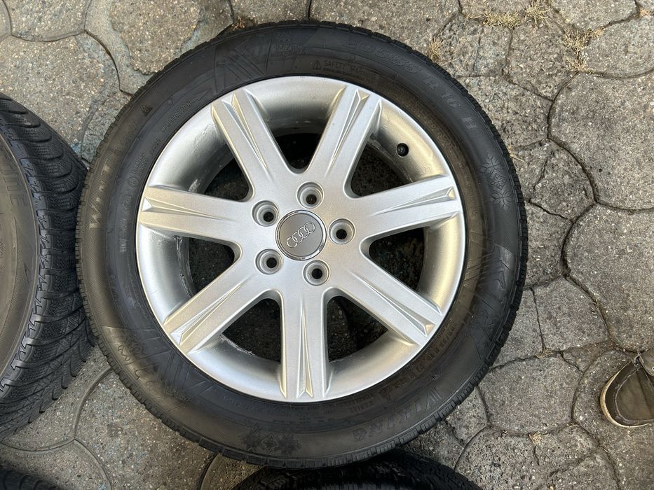 Jante aliaj 5x112mm, anvelope iarna 205/55 R16, Audi A3 A4, VW, Seat, Skoda