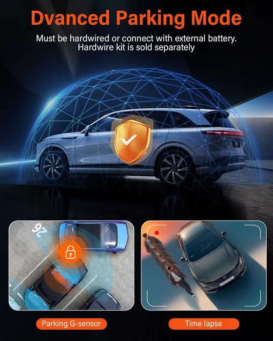 4K видеорегистратор за автомобили отпред и отзад, WiFi, GPS, 64GB SD