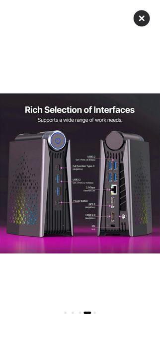 Mini PC AceMagic AMD Ryzen 7 5700U, pana la 4.3GHz, 32GB RAM, 512GB SSD, Wind 11