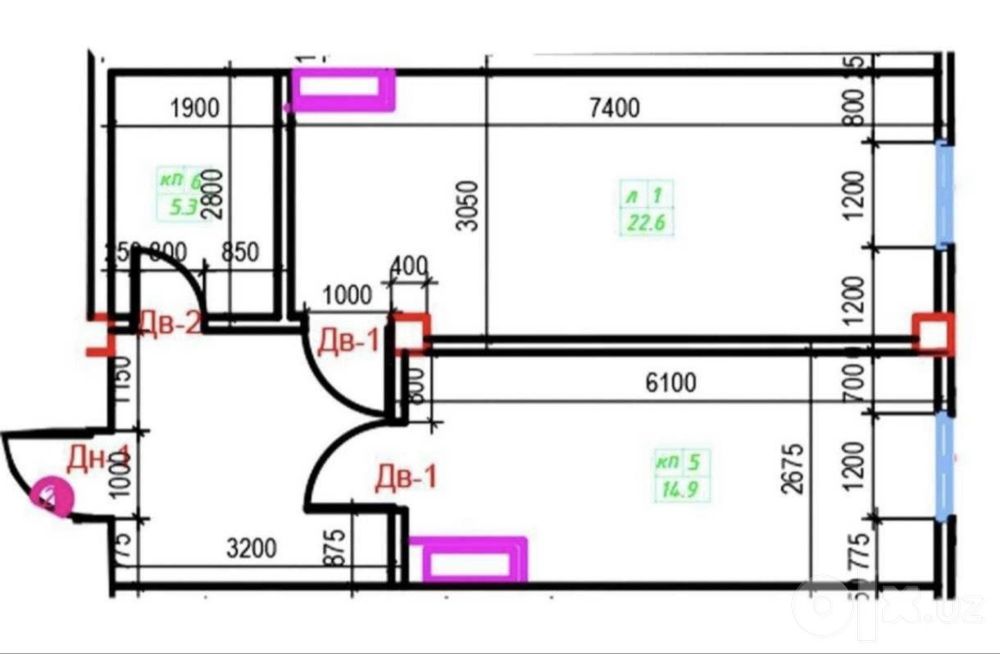 Срочно продаетс квартира 54 м² - 2 этаж, Ikki xonali kvartira sotiladi