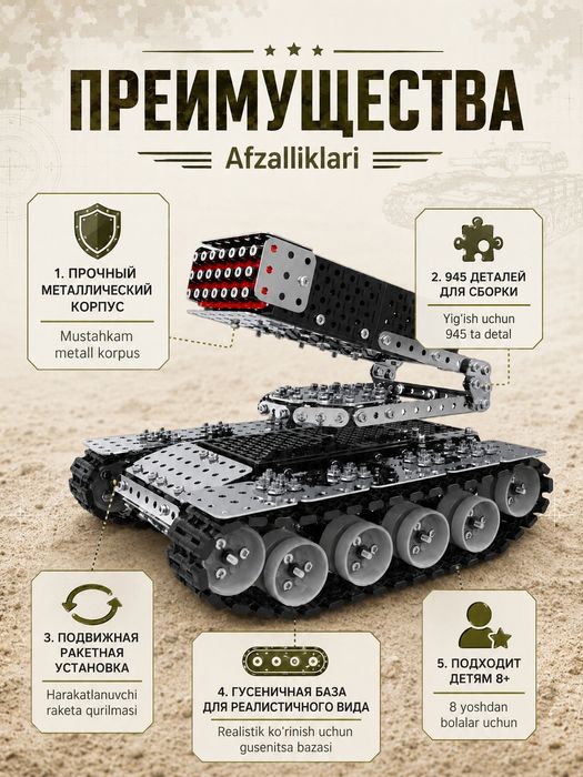 Конструктор металлический 3D РСЗО, реактивная система залпового огня