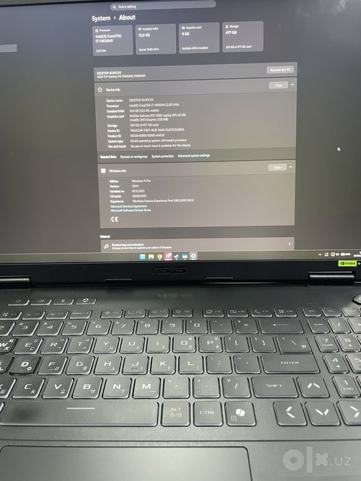 ASUS TUF F16, i7/16/512 RTX5060 2.5K 165 Hz