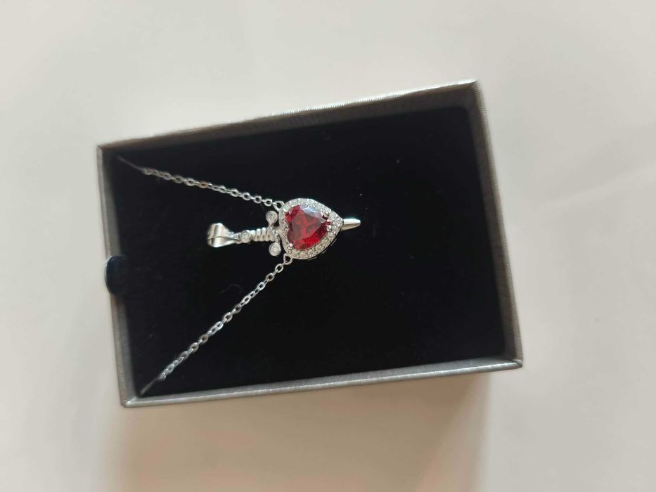 Сребърно бижу сърце и меч, комплект за двойки, страхотен подарък, оригинал от Birse