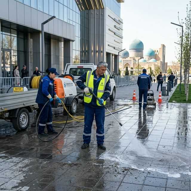 Мойка фасадов и тротуарной плитки