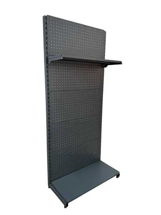 Метален стелаж за магазин с перфо гръб за закачане на куки антрацит