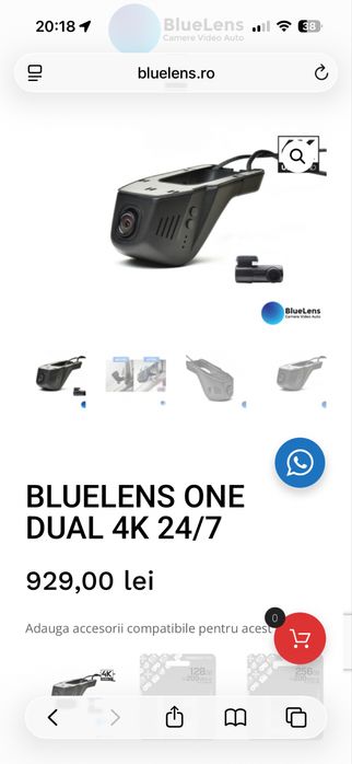 Camera auto  BLUE LENS DUAL 4k  24/7