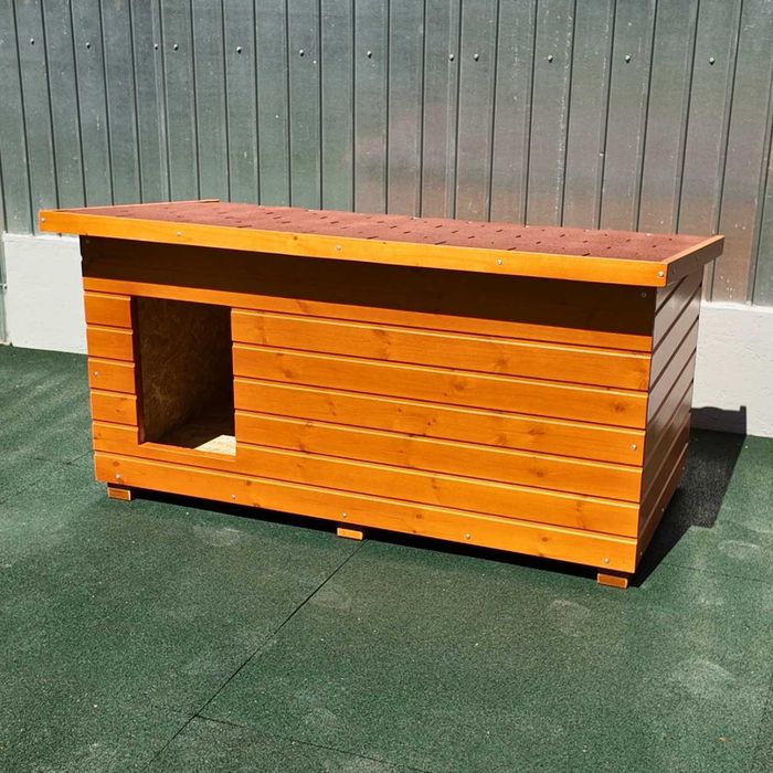 Cusca Caine Lemn Vopsita Cu Hol Doua Camere Izolata 4 cm - 3 Marimi - Acoperis Rabatabil - Fabricat in Romania din 2009 - atvi.eu