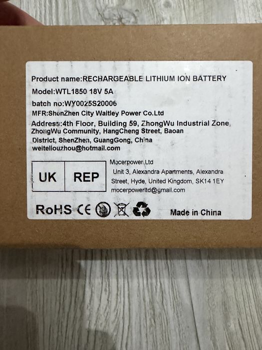 Acumulator Li-Ion Waitley de 18V și 5.0Ah Nou